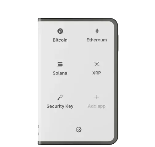 Screen with Bitcoin, Ethereum, Solana and XRP icons